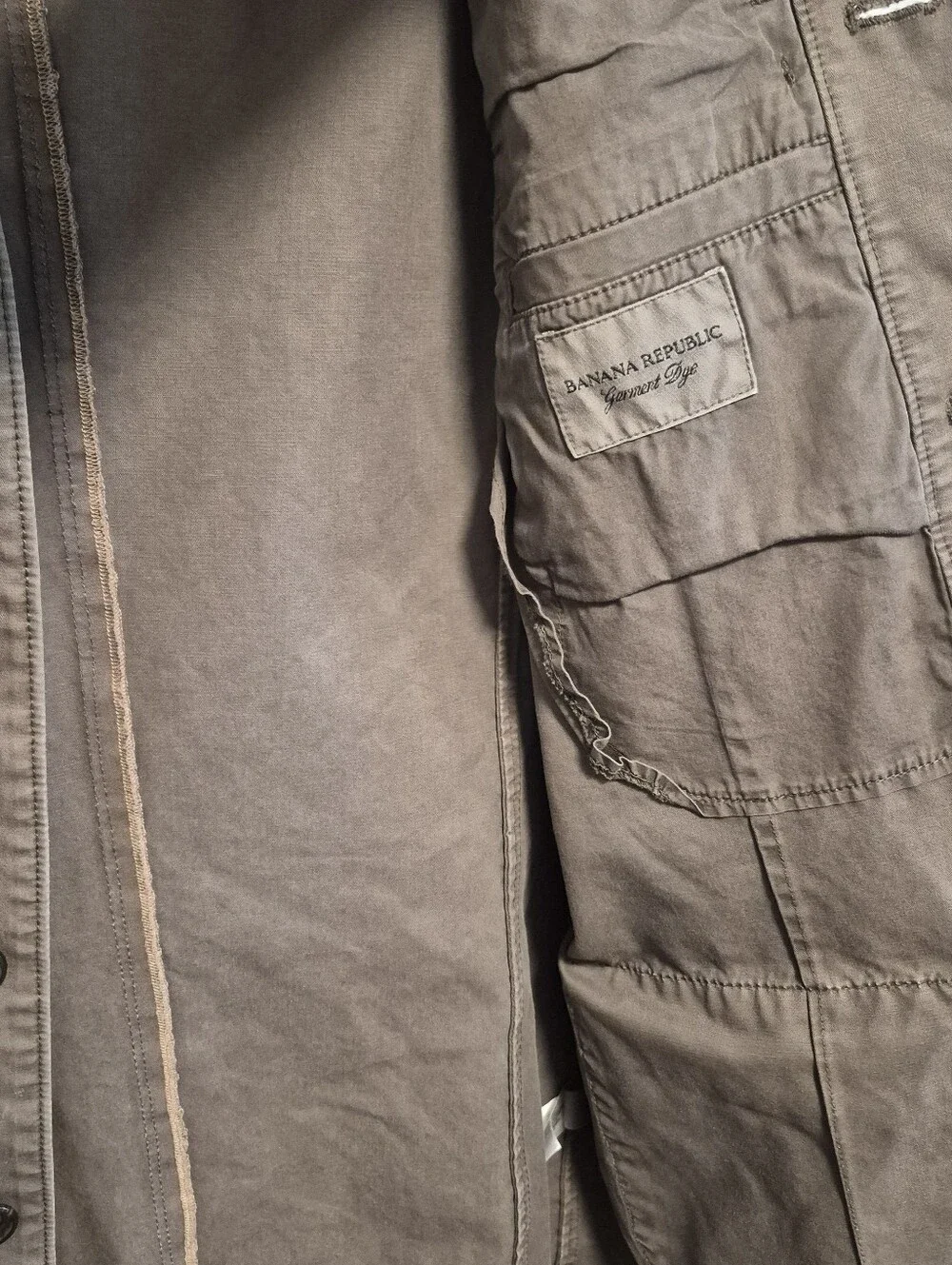 Banana Republic Safari Jacket Men Sz Large Brown Canvas Field Barn Chore Utility
